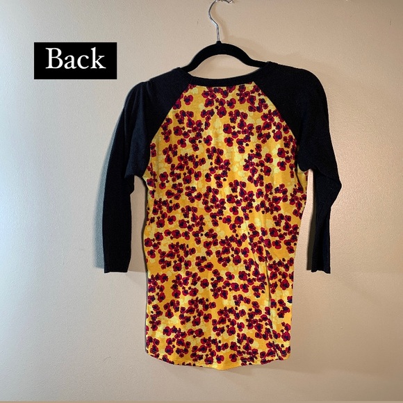 LuLaRoe yellow and red floral baseball tee - Picture 4 of 5